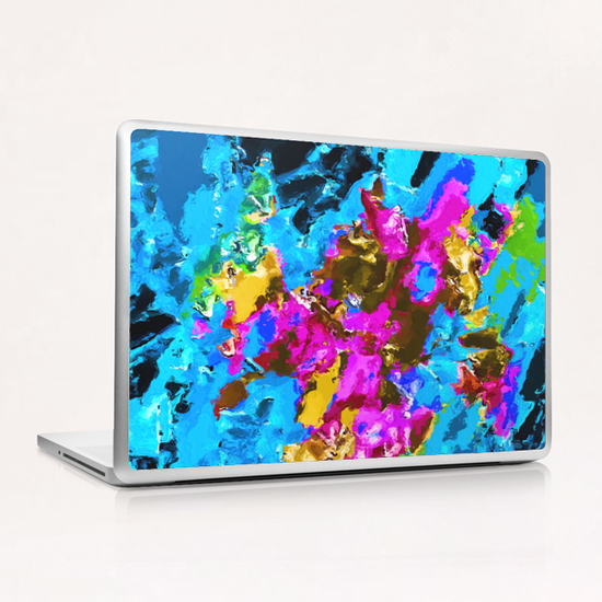 psychedelic splash painting abstract texture in blue pink yellow brown green Laptop & iPad Skin by Timmy333