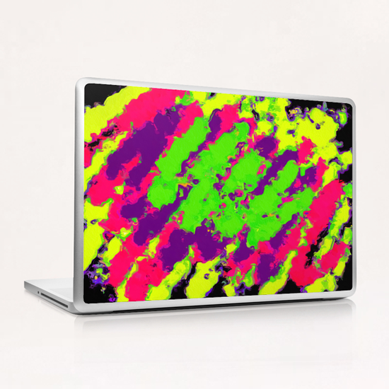 sychedelic splash painting abstract texture in yellow green pink purple black Laptop & iPad Skin by Timmy333