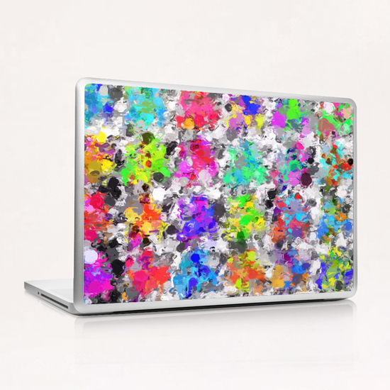 colorful psychedelic splash painting abstract texture in pink blue purple green yellow red orange Laptop & iPad Skin by Timmy333