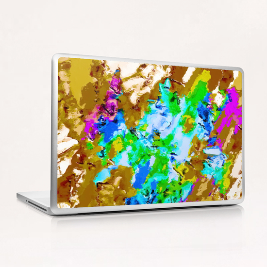 psychedelic splash painting abstract texture in brown green blue pink Laptop & iPad Skin by Timmy333