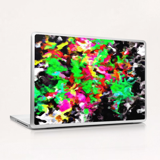 psychedelic splash painting abstract texture in pink green yellow black Laptop & iPad Skin by Timmy333