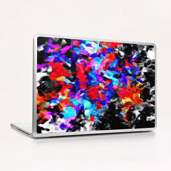 psychedelic splash painting abstract texture blue red pink black Laptop & iPad Skin by Timmy333