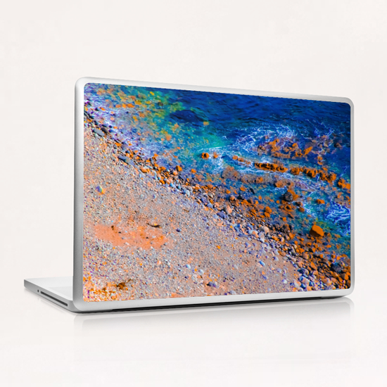 blue water at the ocean with rock and stone in summer Laptop & iPad Skin by Timmy333