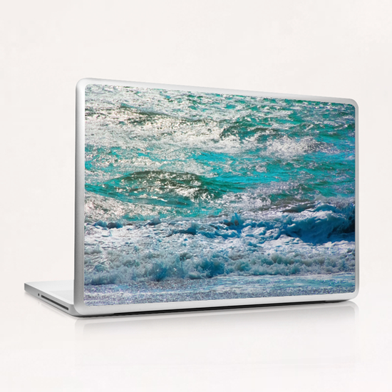 blue ocean wave texture abstract background Laptop & iPad Skin by Timmy333