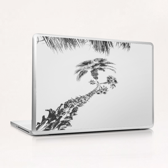 palm tree with clear sky background in black and white Laptop & iPad Skin by Timmy333