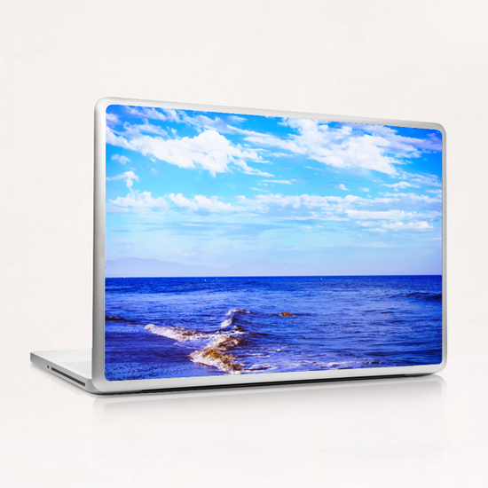 blue ocean view with blue cloudy sky in summer Laptop & iPad Skin by Timmy333