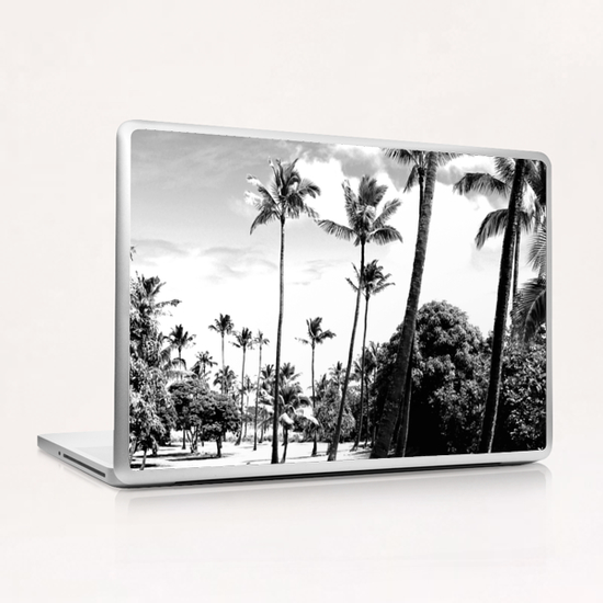 palm tree with cloudy sky in black and white Laptop & iPad Skin by Timmy333