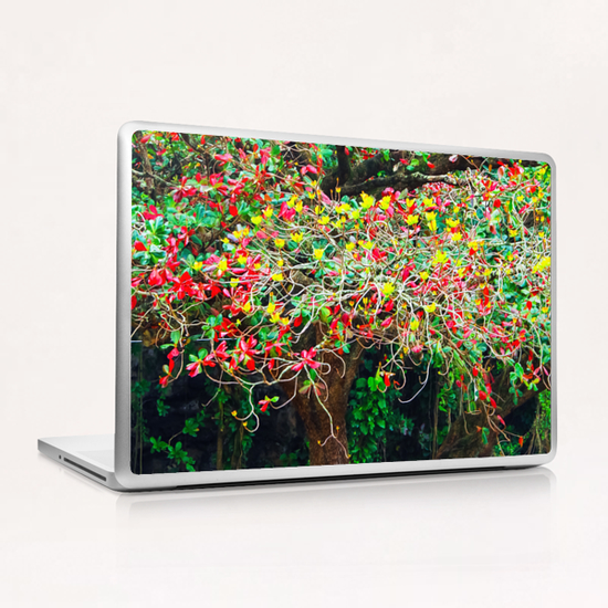 big tree with green yellow and red leaves Laptop & iPad Skin by Timmy333