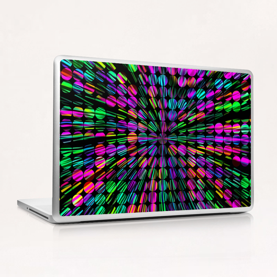 geometric circle abstract pattern in pink blue green black Laptop & iPad Skin by Timmy333