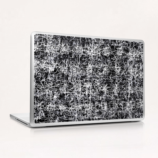 psychedelic abstract art texture background in black and white Laptop & iPad Skin by Timmy333