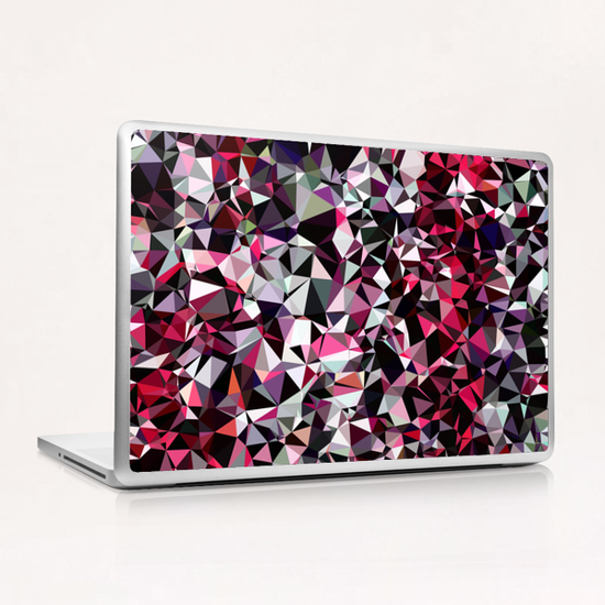 geometric triangle polygon pattern abstract in red pink black Laptop & iPad Skin by Timmy333