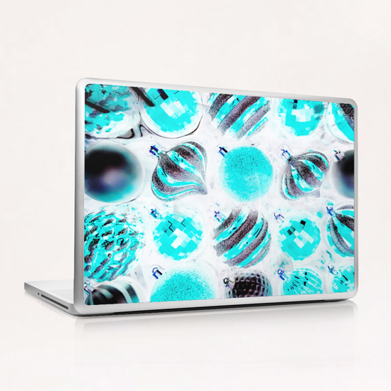 blue Christmas decoration light with white background Laptop & iPad Skin by Timmy333