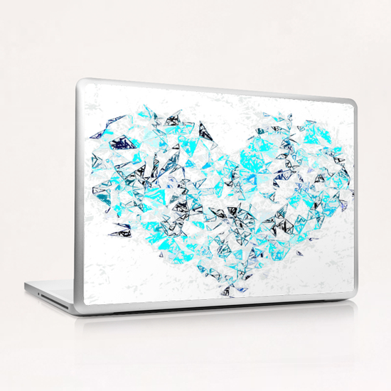 blue heart shape abstract with white abstract background Laptop & iPad Skin by Timmy333