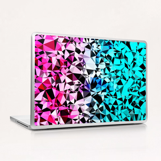 geometric triangle pattern abstract in pink blue black Laptop & iPad Skin by Timmy333