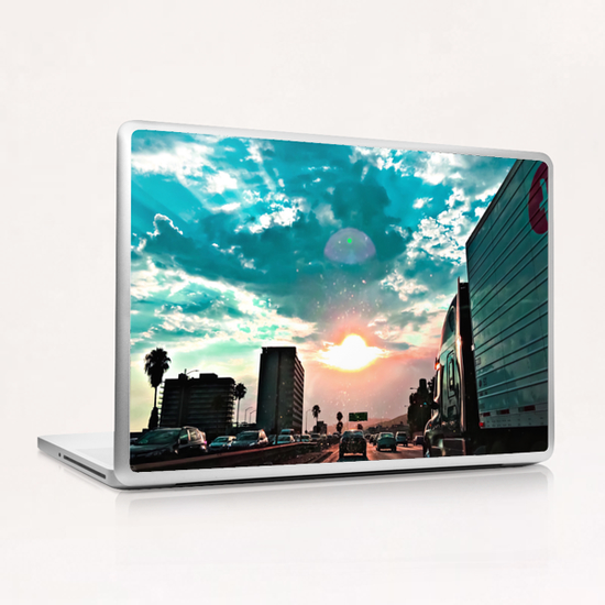 urban road with beautiful cloudy summer sunset sky Laptop & iPad Skin by Timmy333