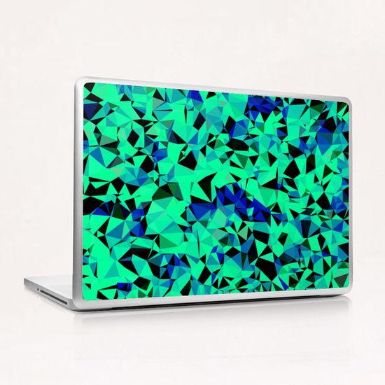 geometric triangle pattern abstract in green blue black Laptop & iPad Skin by Timmy333