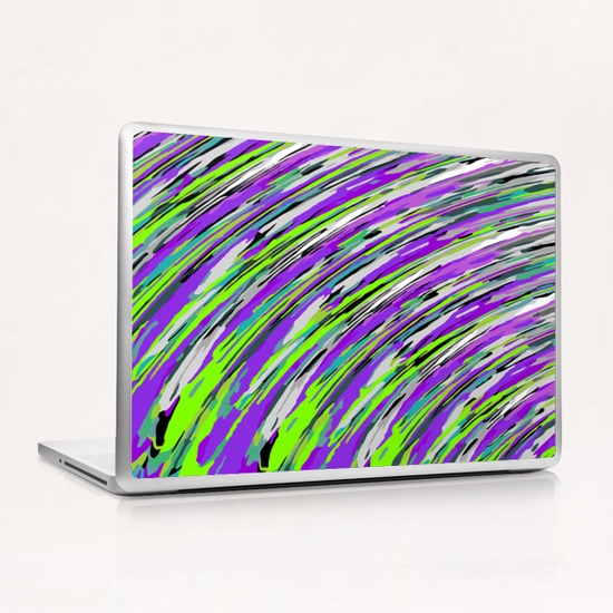 curly line pattern abstract background in purple and green Laptop & iPad Skin by Timmy333