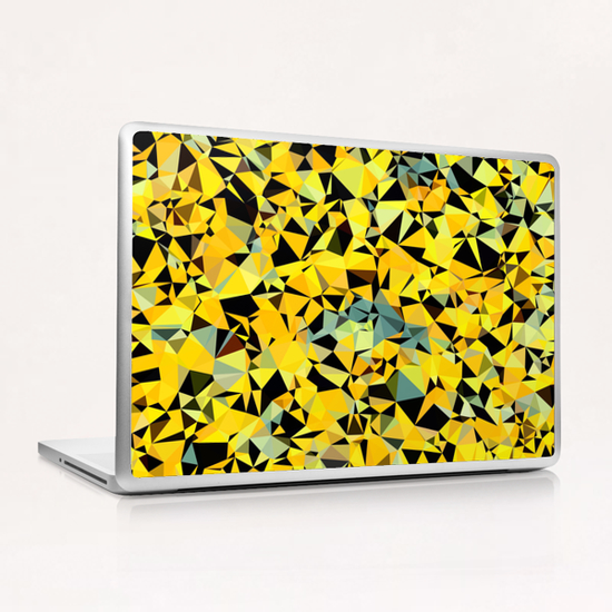 geometric triangle pattern abstract in yellow green black Laptop & iPad Skin by Timmy333