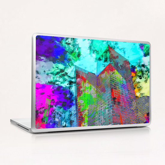 modern building at Las Vegas, USA with colorful painting abstract background Laptop & iPad Skin by Timmy333