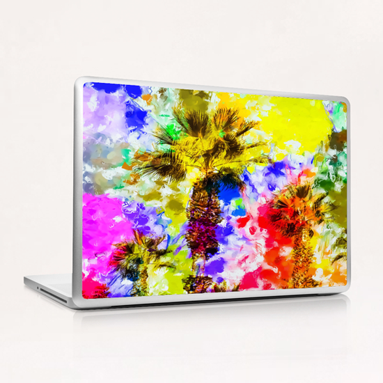 palm tree with colorful painting texture abstract background Laptop & iPad Skin by Timmy333