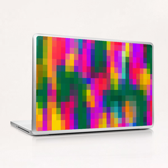 pink blue green orange yellow and purple pixel background Laptop & iPad Skin by Timmy333