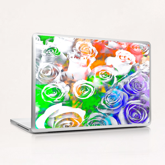 rose texture pattern abstract with splash painting in blue green orange Laptop & iPad Skin by Timmy333