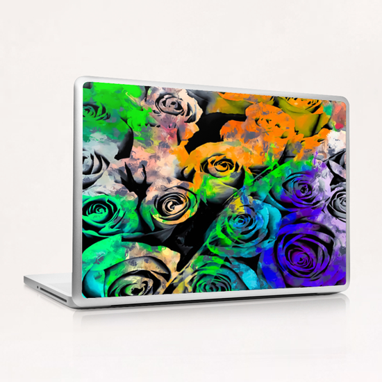 rose texture pattern abstract with splash painting in orange green blue purple Laptop & iPad Skin by Timmy333