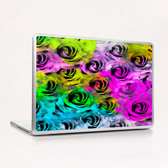 rose texture abstract  with colorful painting abstract background in pink blue yellow green Laptop & iPad Skin by Timmy333