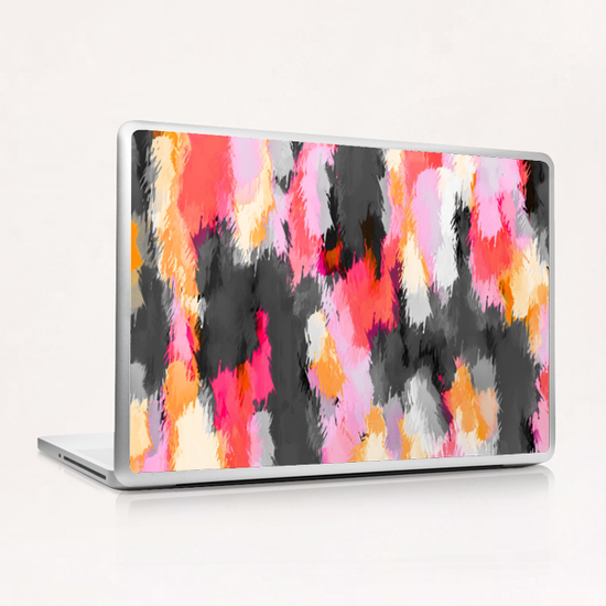 pink orange and black painting texture abstract background Laptop & iPad Skin by Timmy333