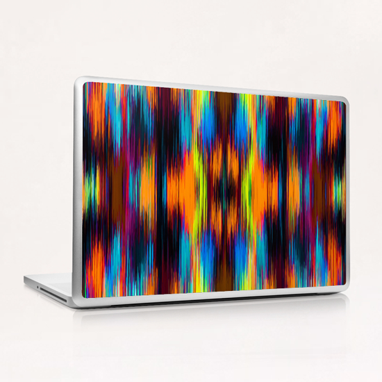 vintage psychedelic geometric abstract pattern in orange brown blue yellow Laptop & iPad Skin by Timmy333