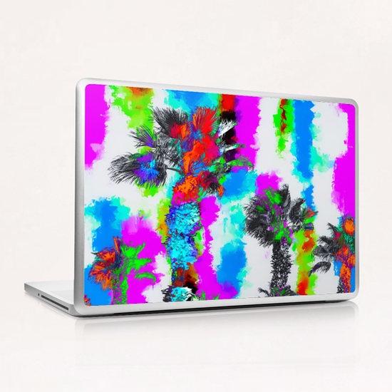 palm tree with colorful painting abstract background in blue pink green orange red Laptop & iPad Skin by Timmy333