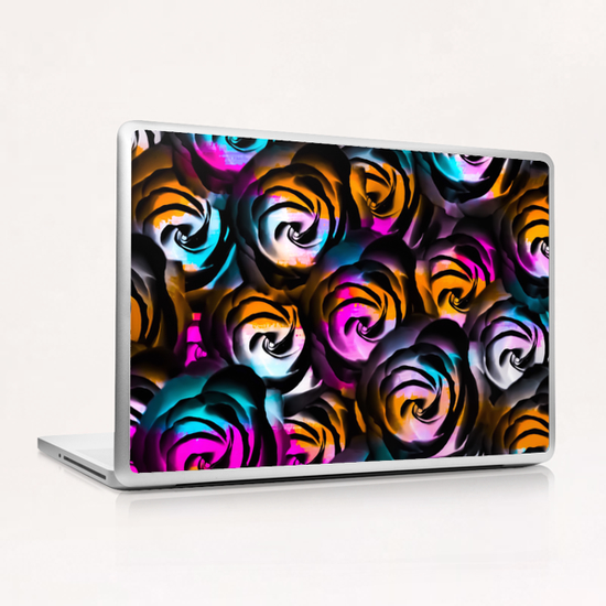 black rose texture abstract with painting abstract in orange pink blue Laptop & iPad Skin by Timmy333