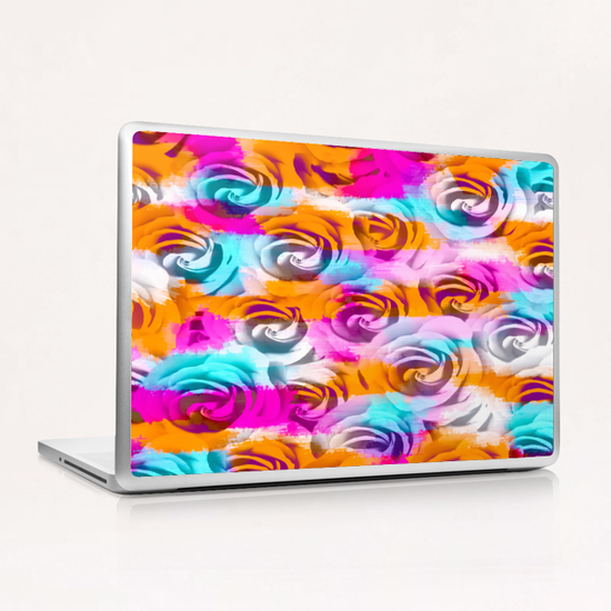 closeup rose texture pattern abstract background in pink orange blue Laptop & iPad Skin by Timmy333