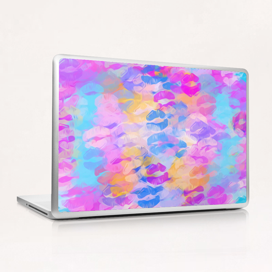 pink blue and purple kisses lipstick abstract background Laptop & iPad Skin by Timmy333