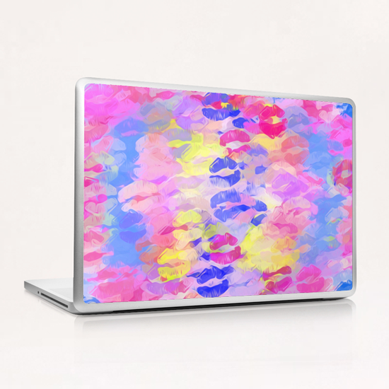 sexy kiss lipstick abstract pattern in pink blue yellow red Laptop & iPad Skin by Timmy333