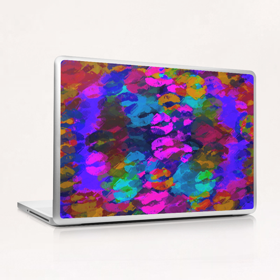 sexy kiss lipstick abstract pattern in pink blue orange red Laptop & iPad Skin by Timmy333