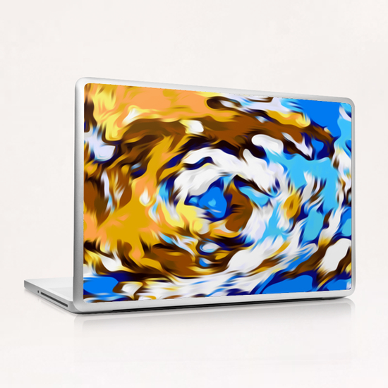 yellow brown and blue spiral painting texture abstract background Laptop & iPad Skin by Timmy333