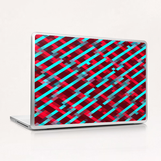 geometric pixel square pattern abstract background in red blue Laptop & iPad Skin by Timmy333