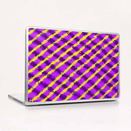 line pattern painting abstract background in purple and yellow Laptop & iPad Skin by Timmy333