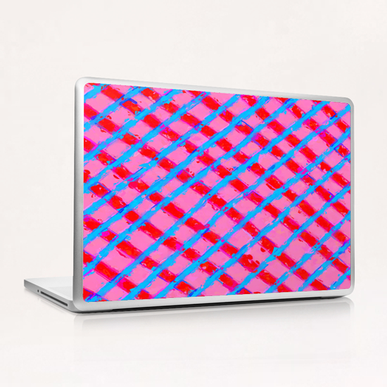 line pattern painting abstract background in pink red blue Laptop & iPad Skin by Timmy333