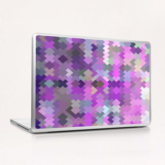 geometric square pixel pattern abstract in purple and pink Laptop & iPad Skin by Timmy333