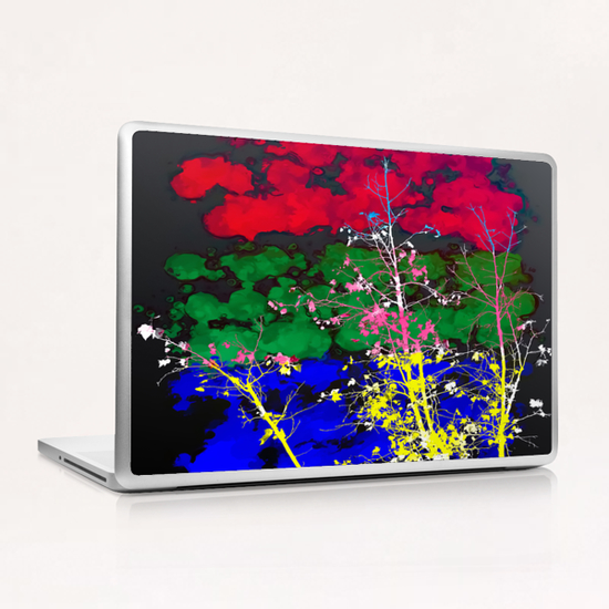 tree branch with leaf and painting texture abstract background in red green blue pink yellow Laptop & iPad Skin by Timmy333