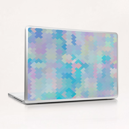 geometric square pixel pattern abstract in blue and pink Laptop & iPad Skin by Timmy333