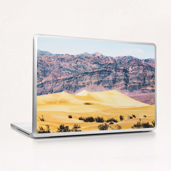 sand desert with mountain background at Death Valley national park, USA Laptop & iPad Skin by Timmy333