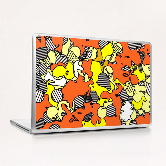 psychedelic graffiti drawing and painting abstract in orange and yellow Laptop & iPad Skin by Timmy333