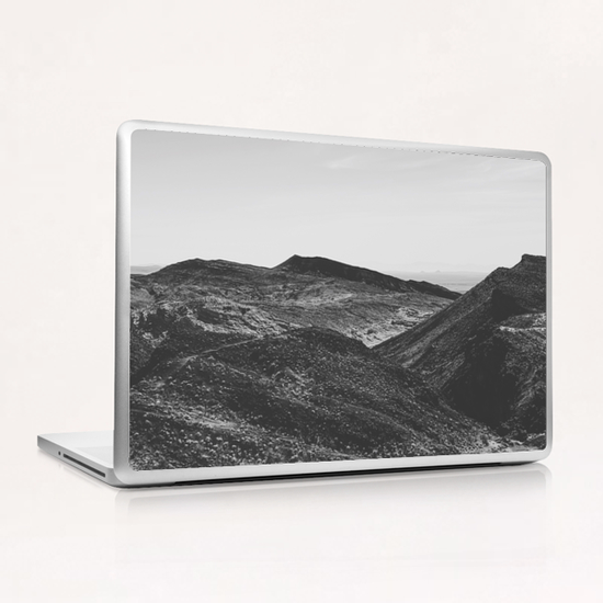 summer view with mountain in the desert in black and white Laptop & iPad Skin by Timmy333