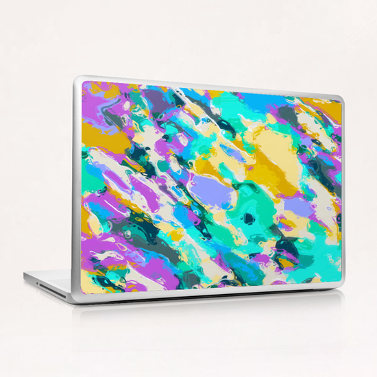 camouflage pattern painting abstract background in green blue purple yellow Laptop & iPad Skin by Timmy333