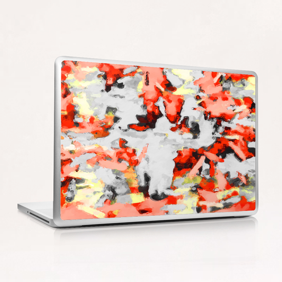 splash painting texture abstract background in red pink yellow black Laptop & iPad Skin by Timmy333