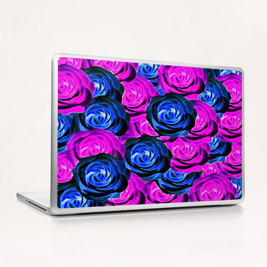 blooming rose texture pattern abstract background in pink and blue Laptop & iPad Skin by Timmy333