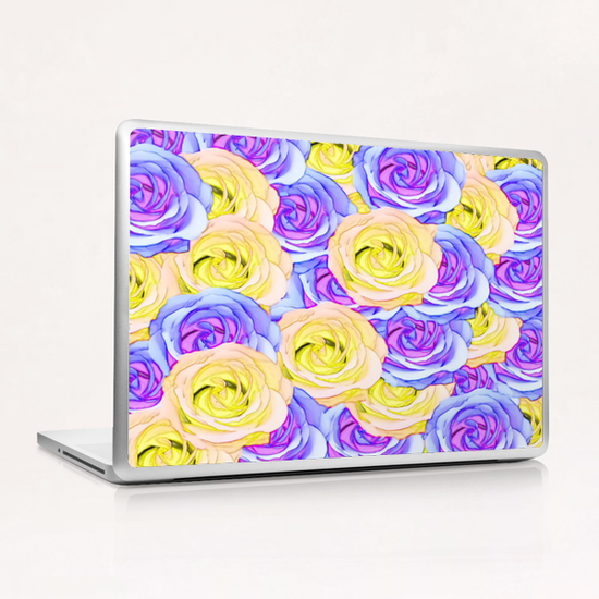 blooming rose texture pattern abstract background in yellow and pink Laptop & iPad Skin by Timmy333